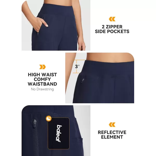 imageBALEAF 7 Long Athletic Shorts for Women Running High Waisted Quick Dry Workout Bermuda Soft Zipper Pockets UPF 50Navy