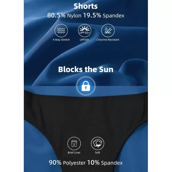 imageBALEAF Womens 3quot 6quot 8quot High Waisted Swim Shorts Tummy Control Swimsuits Bottoms Modest Board Shorts UPF 50Blue