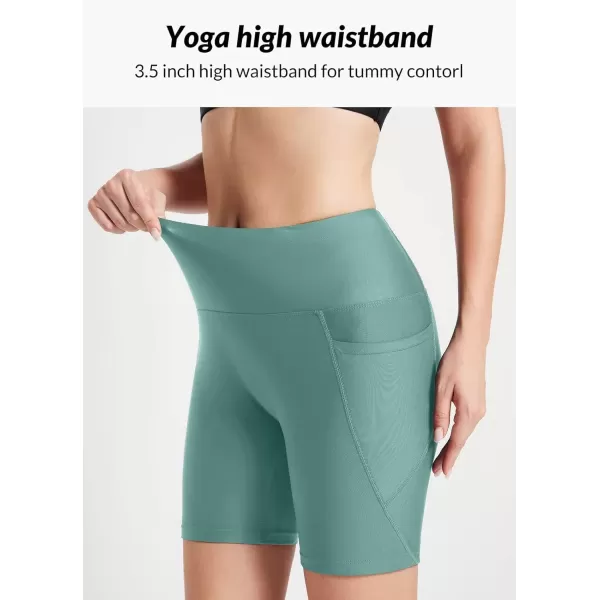 imageBALEAF Womens 3quot 6quot 8quot High Waisted Swim Shorts Tummy Control Swimsuits Bottoms Modest Board Shorts UPF 50Green