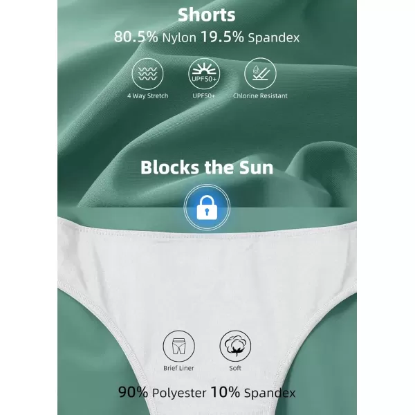 imageBALEAF Womens 3quot 6quot 8quot High Waisted Swim Shorts Tummy Control Swimsuits Bottoms Modest Board Shorts UPF 50Green
