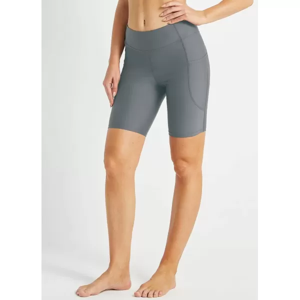 imageBALEAF Womens 3quot 6quot 8quot High Waisted Swim Shorts Tummy Control Swimsuits Bottoms Modest Board Shorts UPF 50Grey