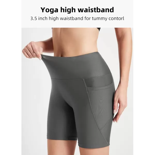 imageBALEAF Womens 3quot 6quot 8quot High Waisted Swim Shorts Tummy Control Swimsuits Bottoms Modest Board Shorts UPF 50Grey