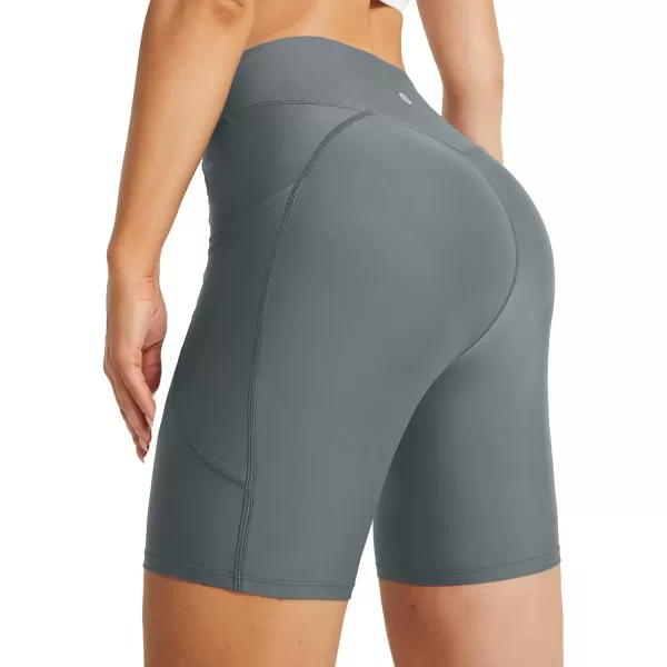 imageBALEAF Womens 3quot 6quot 8quot High Waisted Swim Shorts Tummy Control Swimsuits Bottoms Modest Board Shorts UPF 50Grey