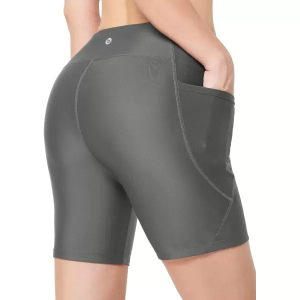 imageBALEAF Womens 3quot 6quot 8quot High Waisted Swim Shorts Tummy Control Swimsuits Bottoms Modest Board Shorts UPF 50Grey