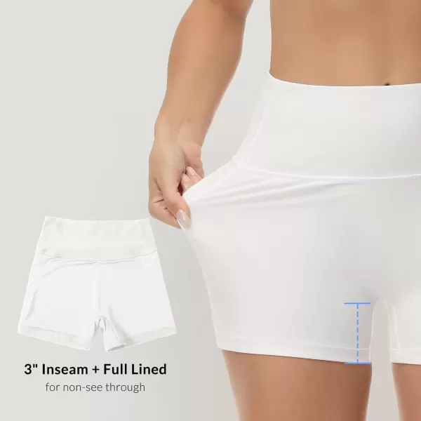 imageBALEAF Womens 3quot 6quot 8quot High Waisted Swim Shorts Tummy Control Swimsuits Bottoms Modest Board Shorts UPF 50White