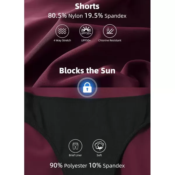 imageBALEAF Womens 3quot 6quot 8quot High Waisted Swim Shorts Tummy Control Swimsuits Bottoms Modest Board Shorts UPF 50Wine