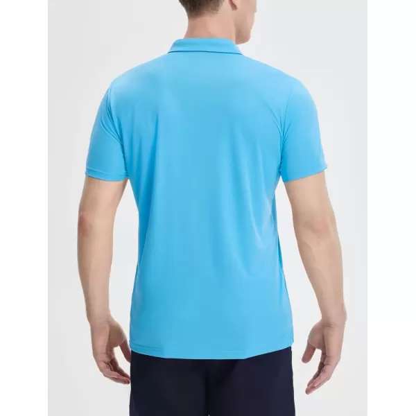 imageBALEAF Mens Golf Polo Shirts UPF 50 Collared Shirt Lightweight Short Sleeve Quick Dry Work Casual OutdoorBlue