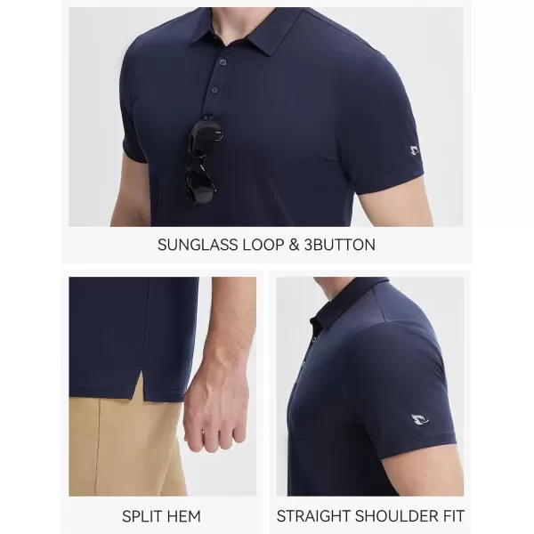 imageBALEAF Mens Golf Polo Shirts UPF 50 Collared Shirt Lightweight Short Sleeve Quick Dry Work Casual OutdoorNavy Blue