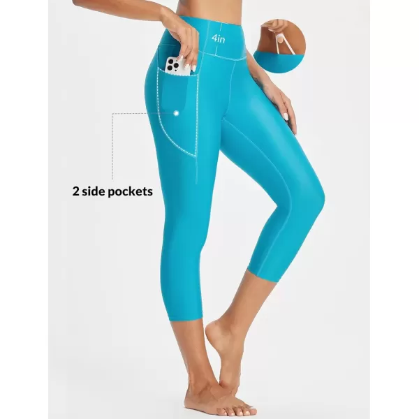 imageBALEAF Womens 20quot High Waisted Swim Pants 2025 Long Swim Capris UPF50 Swimsuit with Liner and PocketsGlacier Blue