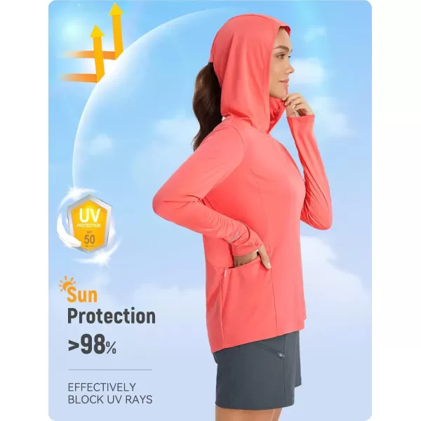 imageBALEAF Womens Cycling Shirts Long Sleeve UPF50 Hoodie Sun Protection Shirt Mountain Bike Zip PocketPink