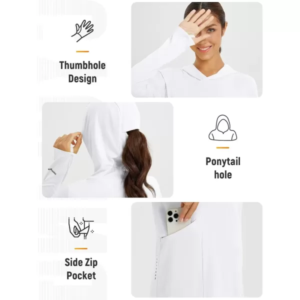 imageBALEAF Womens Cycling Shirts Long Sleeve UPF50 Hoodie Sun Protection Shirt Mountain Bike Zip PocketWhite