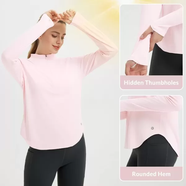 imageBALEAF Womens Sun Shirts UPF 50 Half Zip Pullover Hiking Tops Lightweight Quick Dry UV Protection Hiking FishingLight Pink