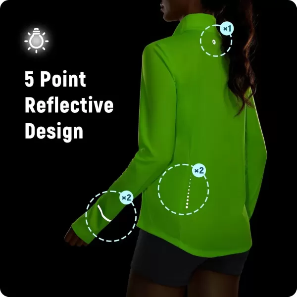 imageBALEAF Womens UPF 50 Lightweight Athletic Jacket Sun Protection Full Zip Long Sleeve Shirts Pockets Cycling RunningFluorescent Green