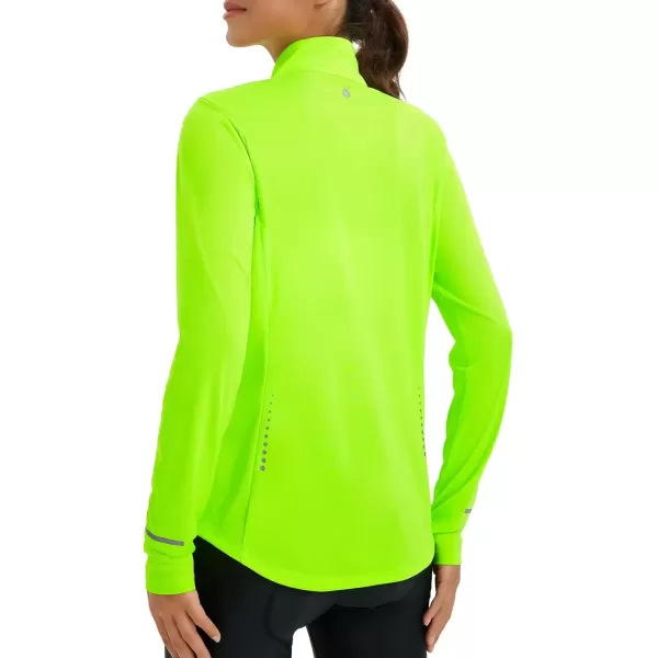 imageBALEAF Womens UPF 50 Lightweight Athletic Jacket Sun Protection Full Zip Long Sleeve Shirts Pockets Cycling RunningFluorescent Green