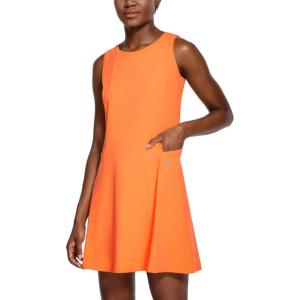 imageBALEAF Womens Tennis Golf Dress Sleeveless with Inner Shorts 4 Pockets for Exercise WorkoutCrewneckorange