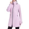 imageBALEAF Womens Long Rain Jacket Packable Hood lightweight Waterproof Cycling Raincoat WindbreakerPastel Purple