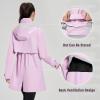 imageBALEAF Womens Long Rain Jacket Packable Hood lightweight Waterproof Cycling Raincoat WindbreakerPastel Purple