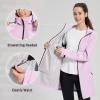 imageBALEAF Womens Long Rain Jacket Packable Hood lightweight Waterproof Cycling Raincoat WindbreakerPastel Purple
