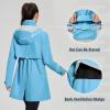 imageBALEAF Womens Long Rain Jacket Packable Hood lightweight Waterproof Cycling Raincoat WindbreakerSky Blue