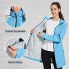 imageBALEAF Womens Long Rain Jacket Packable Hood lightweight Waterproof Cycling Raincoat WindbreakerSky Blue