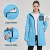 imageBALEAF Womens Long Rain Jacket Packable Hood lightweight Waterproof Cycling Raincoat WindbreakerSky Blue