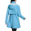 imageBALEAF Womens Long Rain Jacket Packable Hood lightweight Waterproof Cycling Raincoat WindbreakerSky Blue