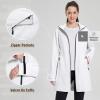 imageBALEAF Womens Long Rain Jacket Packable Hood lightweight Waterproof Cycling Raincoat WindbreakerWhite