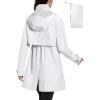 imageBALEAF Womens Long Rain Jacket Packable Hood lightweight Waterproof Cycling Raincoat WindbreakerWhite