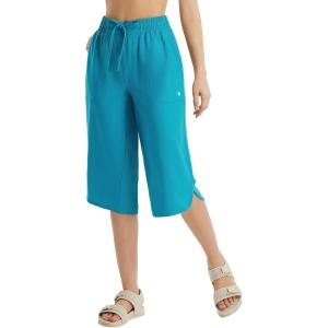 imageBALEAF Womens 17quot Long Shorts Capri Pants Below Knee Wide Leg Lightweight Quick Dry Elastic Waist Casual for HikingGlacier Blue