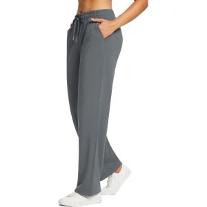 imageBALEAF Womens 28quot30quot Straight Leg Sweatpants Wide Leg Athletic Lounge Pants Pockets Stretch Soft Workout28grey