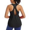 imageBALEAF Womens Workout Tops Cross Open Back Tank Tops Racerback Sleeveless Tennis Yoga Athletic Running Gym UPF 50Black