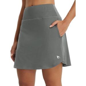 imageBALEAF Womens 18quot Tennis Skorts Skirts Knee Length with Liner Shorts High Waisted Golf Pickleball Athletic with PocketsDark Gray