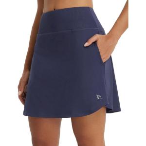 imageBALEAF Womens 18quot Tennis Skorts Skirts Knee Length with Liner Shorts High Waisted Golf Pickleball Athletic with PocketsNavy Blue