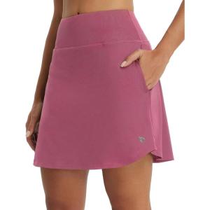 imageBALEAF Womens 18quot Tennis Skorts Skirts Knee Length with Liner Shorts High Waisted Golf Pickleball Athletic with PocketsRose Red