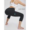 imageBALEAF Womens Capri Leggings with Pockets High Waisted Workout Yoga Running Gym Pants for Casual SummerBlack
