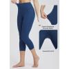 imageBALEAF Womens Capri Leggings with Pockets High Waisted Workout Yoga Running Gym Pants for Casual SummerBlue