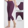 imageBALEAF Womens Capri Leggings with Pockets High Waisted Workout Yoga Running Gym Pants for Casual SummerDark Magenta