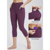 imageBALEAF Womens Capri Leggings with Pockets High Waisted Workout Yoga Running Gym Pants for Casual SummerDark Magenta
