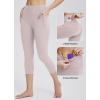 imageBALEAF Womens Capri Leggings with Pockets High Waisted Workout Yoga Running Gym Pants for Casual SummerLight Purple