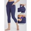 imageBALEAF Womens Capri Leggings with Pockets High Waisted Workout Yoga Running Gym Pants for Casual SummerNavy Blue