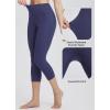 imageBALEAF Womens Capri Leggings with Pockets High Waisted Workout Yoga Running Gym Pants for Casual SummerNavy Blue
