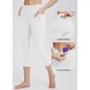 imageBALEAF Womens Capri Leggings with Pockets High Waisted Workout Yoga Running Gym Pants for Casual SummerWhite
