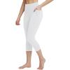 imageBALEAF Womens Capri Leggings with Pockets High Waisted Workout Yoga Running Gym Pants for Casual SummerWhite