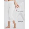 imageBALEAF Womens Capri Leggings with Pockets High Waisted Workout Yoga Running Gym Pants for Casual SummerWhite