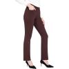 imageBALEAF Womens Dress Pants 29quot31quot Yoga Work Pants Straight LegBootcut Pull On Slacks Business Casual Office PocketsBrown