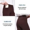 imageBALEAF Womens Dress Pants 29quot31quot Yoga Work Pants Straight LegBootcut Pull On Slacks Business Casual Office PocketsBrown