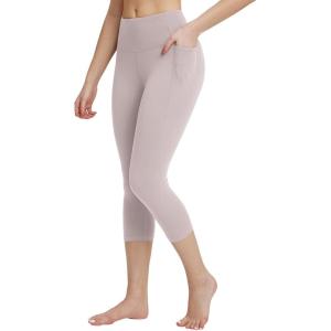 imageBALEAF Womens Capri Leggings with Pockets High Waisted Workout Yoga Running Gym Pants for Casual SummerLight Purple