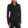 imageBALEAF Womens Fleece Running Jacket HalfZip Cold Weather Gear Thermal Shirts Tops Athletic Pullover Workout WinterBlack