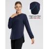 imageBALEAF Womens Thermal Shirts Polar Fleece Tops Long Sleeve Tunic Warm Running Workout Winter Cold Weather HikingNavy Blue