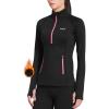 imageBALEAF Womens Running Jacket Thermal Fleece Pullover Half Zip Tops Thumbholes Winter Long Sleeve Cold WeatherBlack